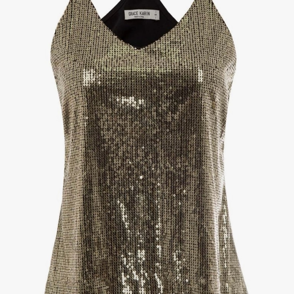Gold sequins racerback tank